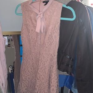 Pink Floral Sleeveless Mini Dress with Bow